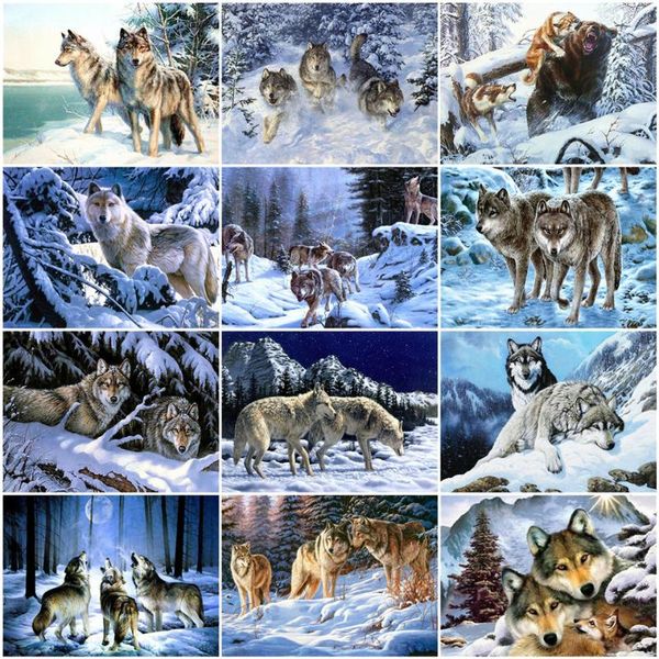 

paintings azqsd unframe diy oil painting by numbers wolf handpainted gift coloring animal picture for living room home decor
