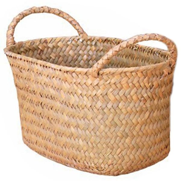 

hanging baskets wicker weaving storage basket for kitchen handmade fruit dish rattan picnic food bread loaf sundries neatening container cas