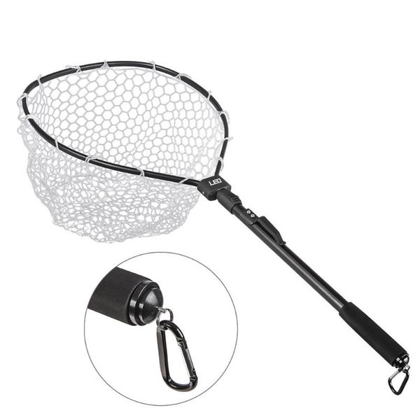 

fishing accessories net mesh wooden handle nylon / rubber landing catch and release holder basket pesca combo kit trout fishingtools