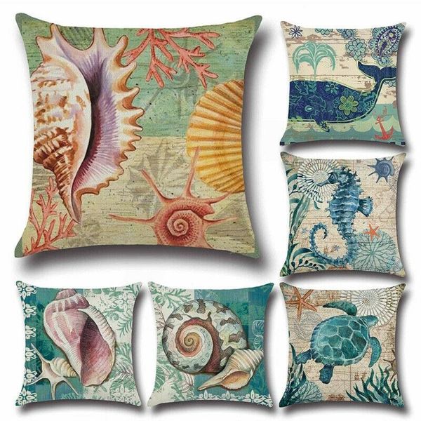 

pillow case ocean sea life theme throw sofa cushion cover bed home decor