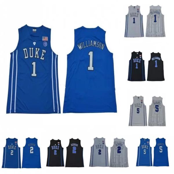 

ncaa duke blue devils college 1 zion williamson jerseys 2 cameron reddish 5 r.j. rj barrett university basketball mens man black white wears