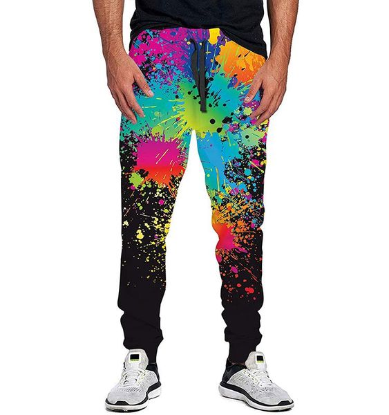 

men's pants outdoor jogging sports fitness quick-drying training printed running, Black