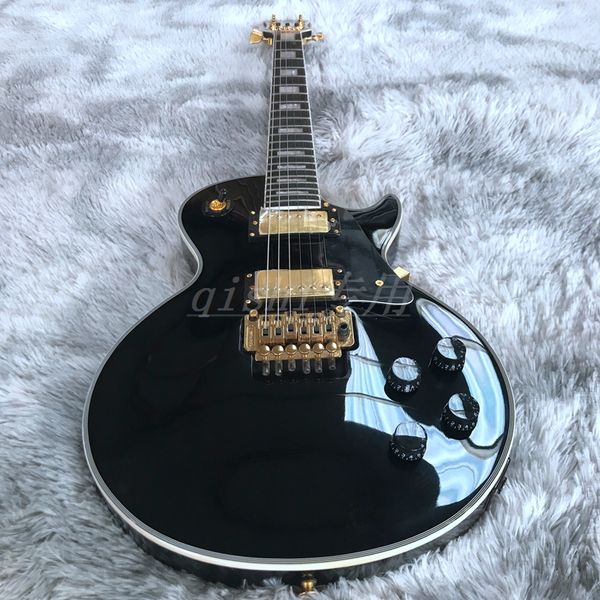 

black electric guitar ebony wood fingerboard fret binding china custom shop made beautiful 24 fret