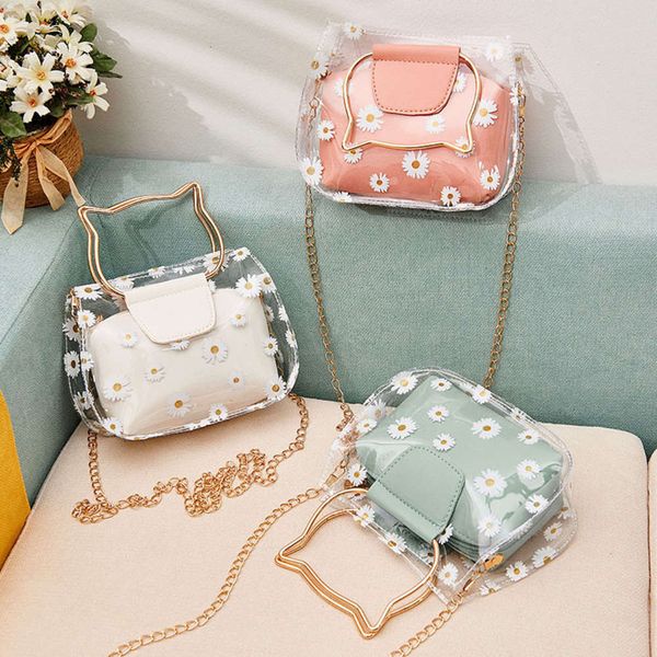 

2021 handbags korean version daisy cat's ear transparent jelly bag