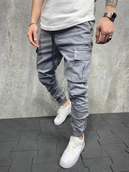 

men flap pocket drawstring waist pants z1u9#, Black
