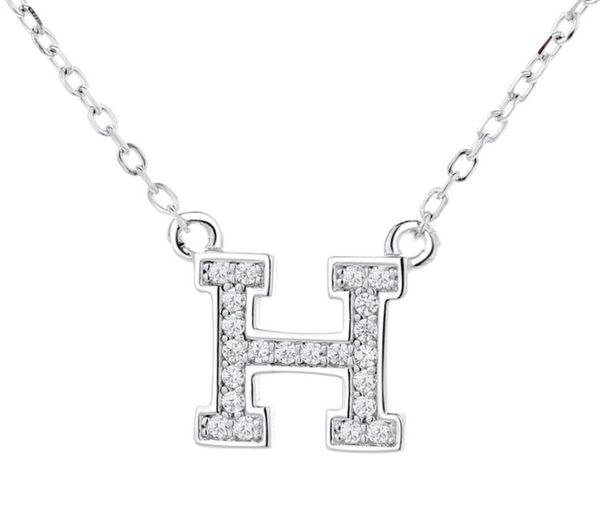 

925 sterling silver diamond h necklace letter tide card net red same style chain design pendant