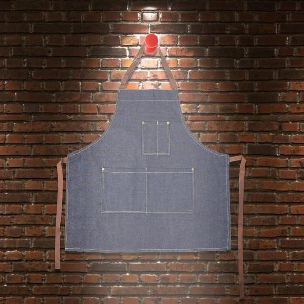 

aprons practical antifouling denim kitchen wide range of applications apron for woman men chief waiter cafe hairdresser tools