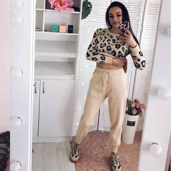 

women's vests tyhru knitting clothes autumn and winter leopard knitted round collor panllover sweater lxxu, Black;white