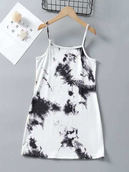 

girls tie dye cami dress she02, Red;yellow