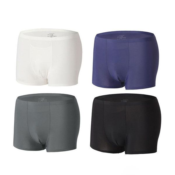 

underpants summer ice silk men underwear seamless solid boxer shorts ultra thin breathable comfortable quick dry male panties, Black;white