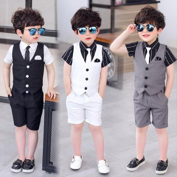 

4pcs suit for boy single breasted boys suits weddings costume enfant garcon mariage blazer jogging kids clothes, Black