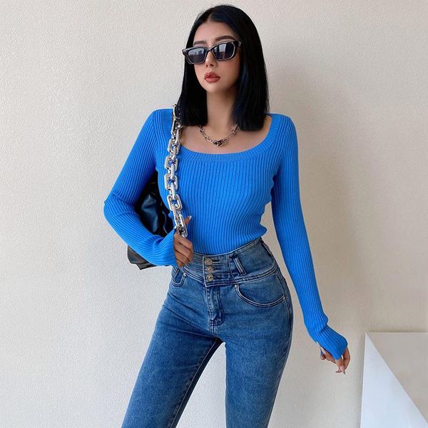 

women spoon neck rib knit jumper casual long sleeve knit top, White;black