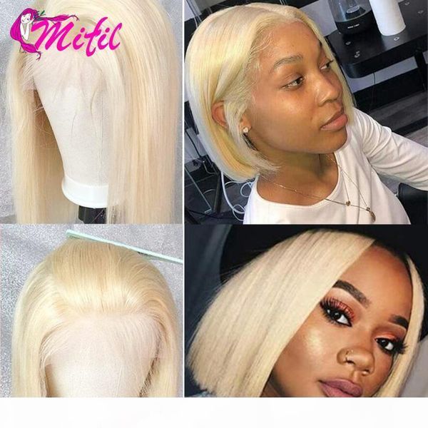 

bob lace front wigs brazilian human hair short straight wigs 613 blonde wig human hair transparent lace 13x4 150 density mifil, Black;brown