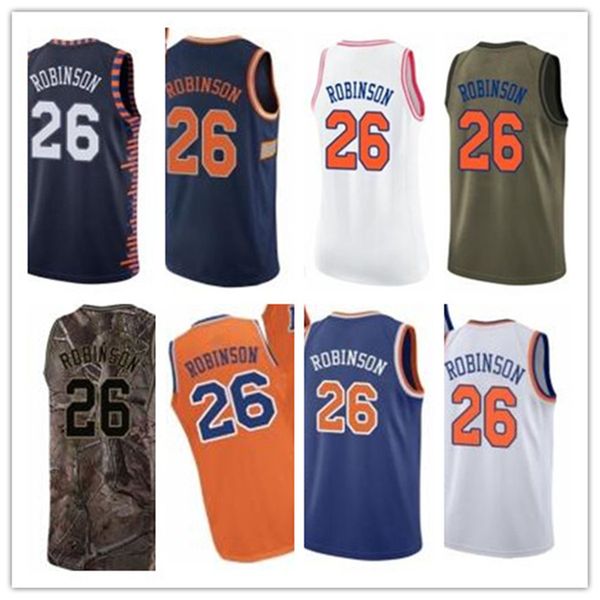 

custom knick leave name number 26 mitchell robinson white black green brown basketball jersey men women youth jerseys, Black;red