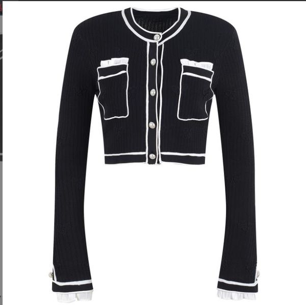

1226 2022 runway spring brand same style sweater pullover long sleeve crew neck black striped fashion womens clothes womens yl, White;black