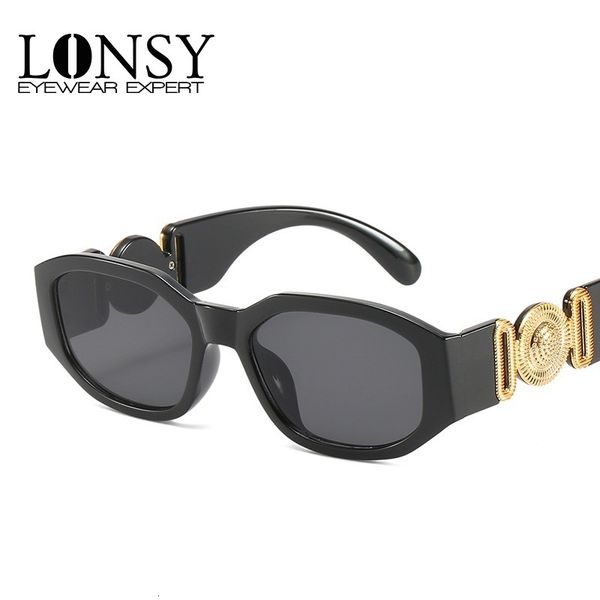 

designer sunglasses lonsy fashion brand design vintage small rectangle women retro cutting lens gradient square sun glasses female uv400, White;black