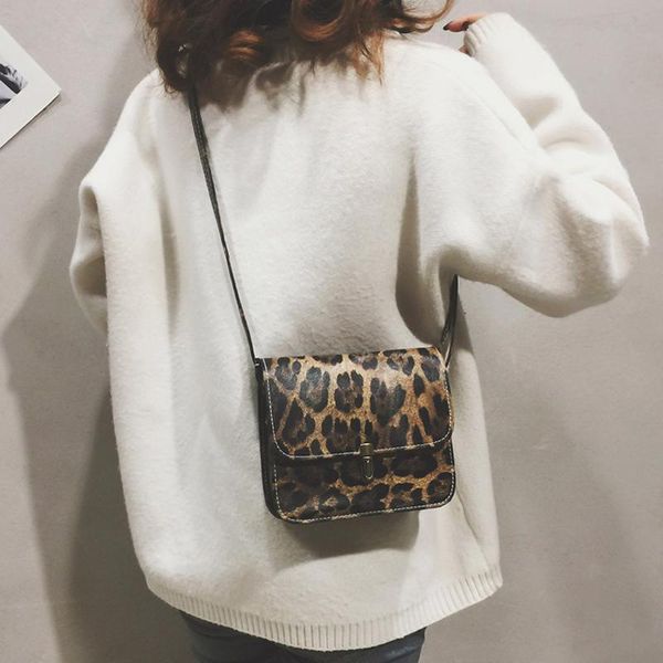 

leopard print fawn pendant shoulder bag women messenger bag leather large capacity crossbody bags handbags flip pocket