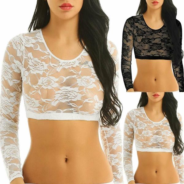 

bras women's underwear bra bralette sheer mesh lace tube see-through long sleeve crop lingerie t shirt, Red;black