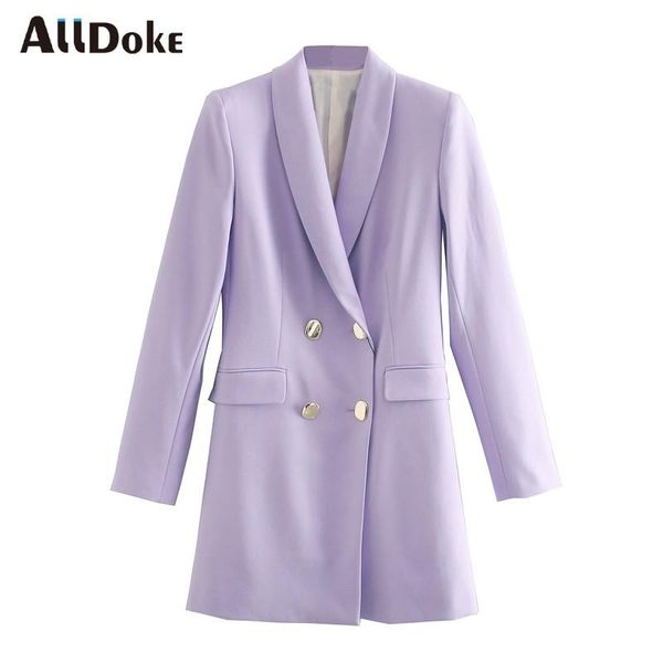 

women's suits & blazers alldoke purple casual vinatge blazer women autumn notched long sleeve coats double breasted pockets office ladi, White;black