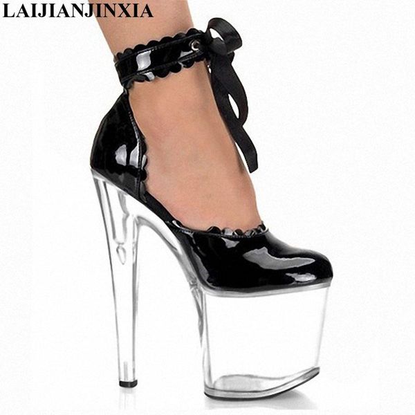 

dress shoes laijianjinxia ankle strap pumps 20cm ultra high heels round toe 10cm thick platform sole heel ladies, Black
