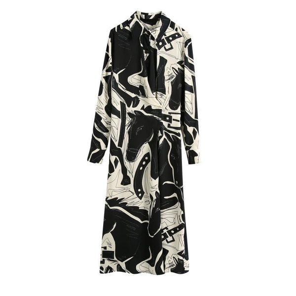 

casual dresses lapel print long sleeve shirt dress, Black;gray