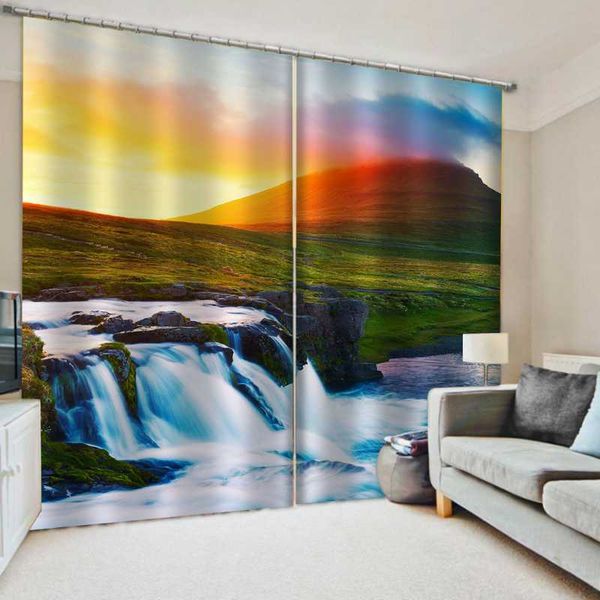 

curtain & drapes design 3d blackout window door kitchen curtains for home decor waterfall nature scenery cortinas