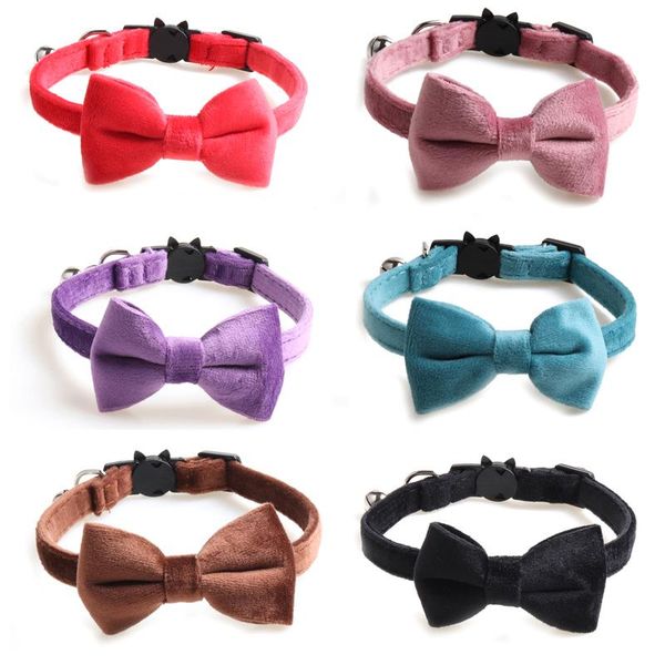 

cat collars & leads 1pc pet bowknot small adjustable buckle bow tie puppy dog collar cute with bells