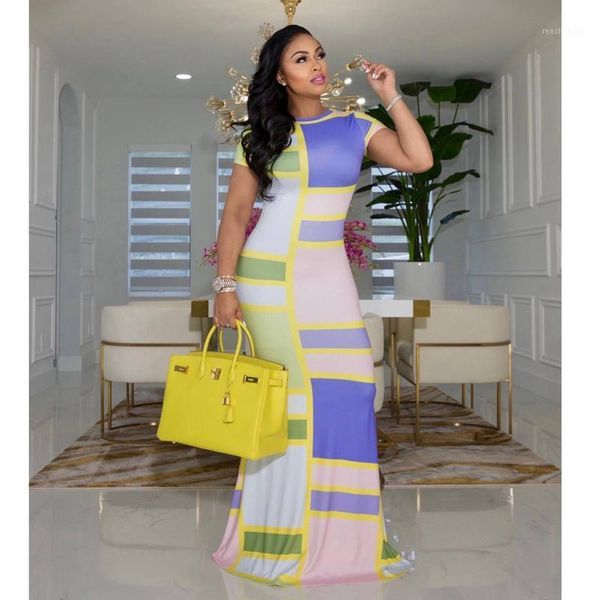 

women's swimwear 2021 women clothing summer o-neck slim print maxi dress birthday party night club outfits streetwear y2k wholesale ite, White;black