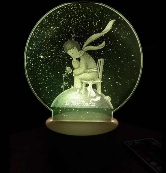 

night lights 3d led light 7 color change remote touch switch usb table desk lamp the little prince and rose home decor for kids gift