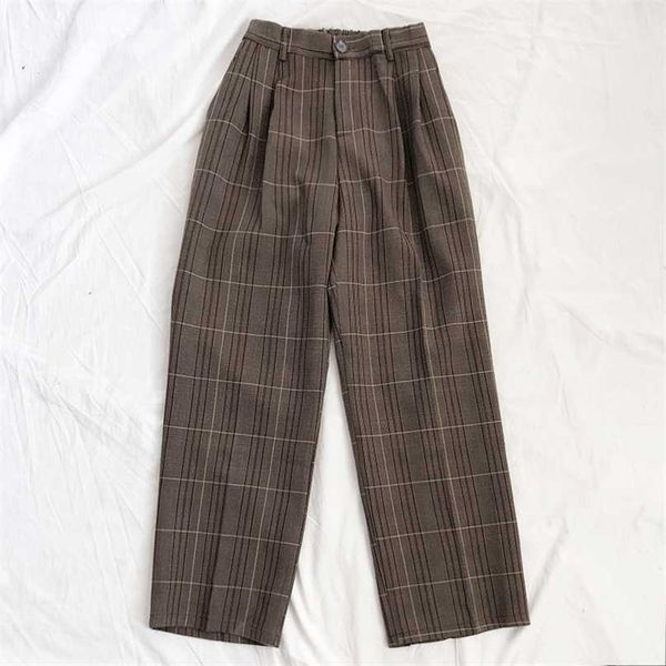 

mooirue spring women pants plaid high waist dropping feeling wide leg long suit 211118, Black;white