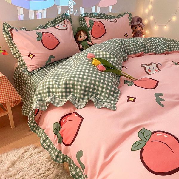 

bedding sets kawaii peach carrot set twin full  king size fruit bedspreads for double bed skirt sheet pillowcases duvet cover