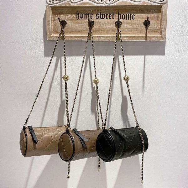 

fashion lingge texture women's 2021 new net red chain cylinder bag