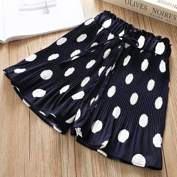 

shorts girls pot flare pants elastic waist causal boot cut for kids summer princess short culottes fashion children 3-10 y, Black