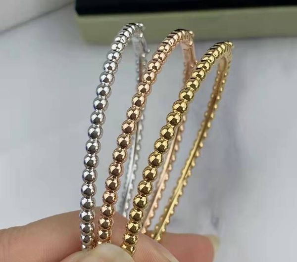 

fashion classic lucky link chain beads bracelet stainless steel for 18k plated gold s925 silver van women&girls wedding, Black