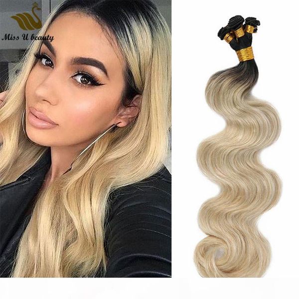 

body wave human hair bundles hand tied hair weft 1b 613 t color human hair extensions cuticle aligned thick ends 12-26inch, Black