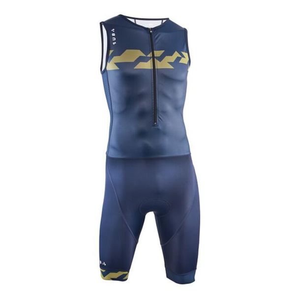 

racing sets sub4 summer men triathlon sleeveless skinsuit cycling jersey set hombre breathable bike clothes jumpsuit, Black;blue