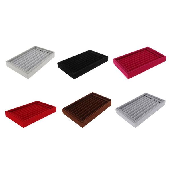 

precious velvet ring display tray storage showcase ear studs earrings pendant jewelry organizer jewelry packaging, Pink;blue