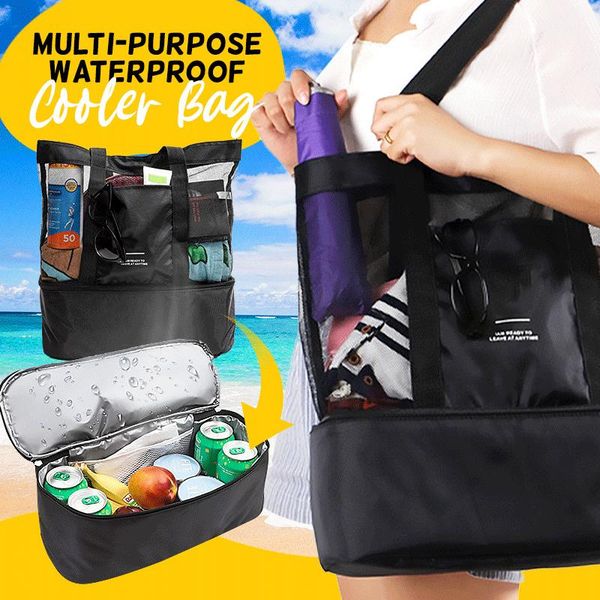 

storage bags 2 in 1 cooler picnic bag beach oversized lightweight mesh tote summer travel for outdoor fou99