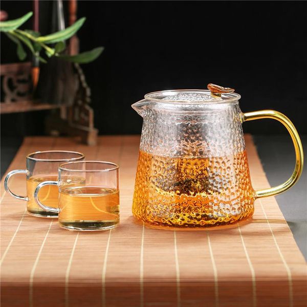 

wine glasses high borosilicate glass teapot filter bubble household temperature resistance hammer pattern tea set