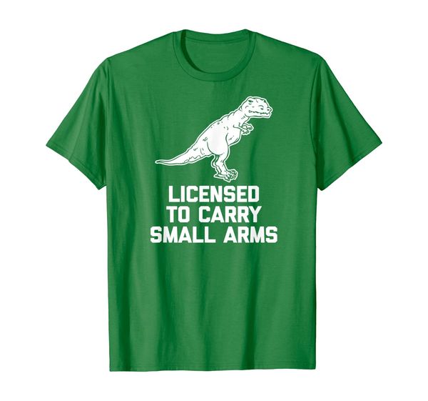 

licensed to carry small arms t-shirt funny t-rex dinosaur, White;black