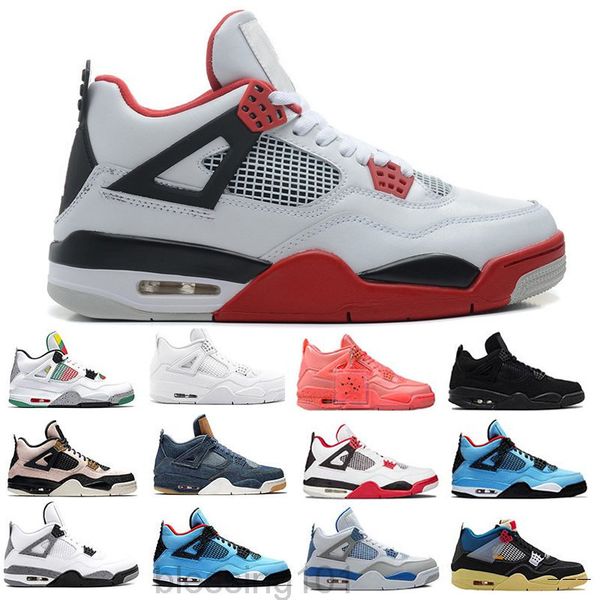 

with box original 4 starfish 4s mens womens union x jumpman basketballs shoes sail fire red what the fire red trainers sports sneakers kk88, Black