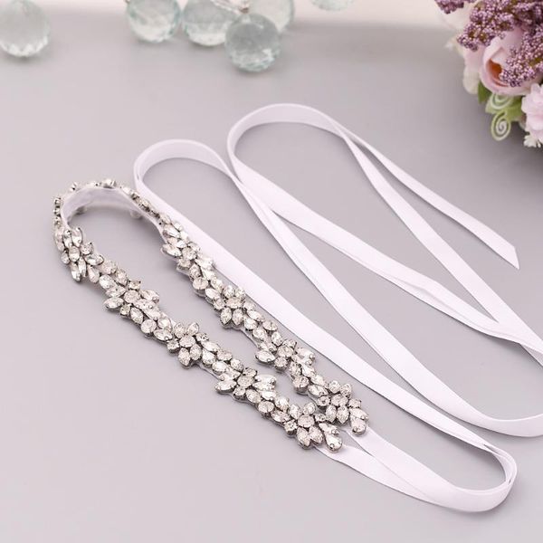 

wedding sashes s437-s silver accessories diamond belt for dress women decorative the bridesmaid sash, White
