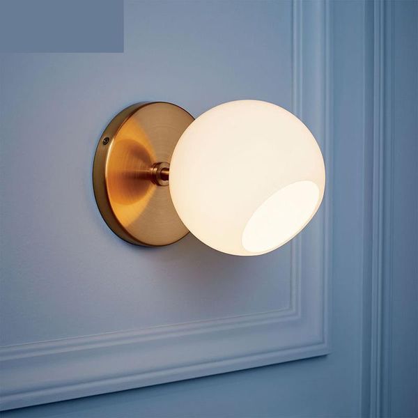 

wall lamp nordic modern light creative incision milky white glass ball bedroom bedside mirror front corridor decorative