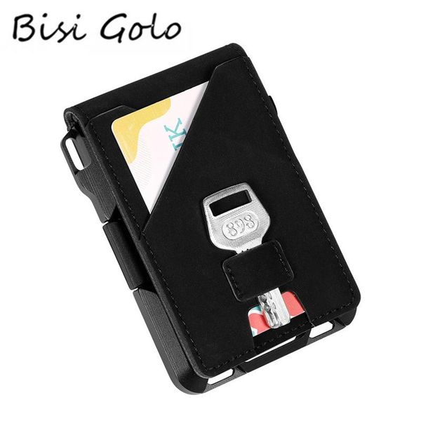 

card holders bisi goro 2021 id smart holder business case fashion aluminum box metal men and women rfid money bag, Brown;gray