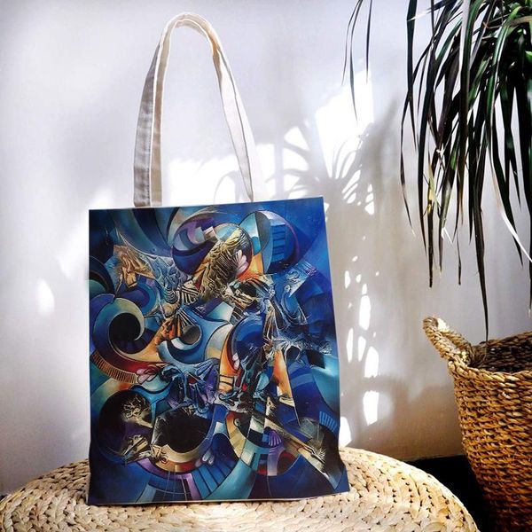 

storage bags handbag women shoulder bag large capacity tote canvas fashion printing daily use female shopping