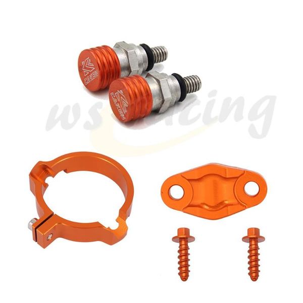 

motorcycle exhaust system cnc tip muffler pipe clamp brake hose snap m4*0.7mm fork air bleeder valves for xcw xcw250 250 tpi 2021-2021