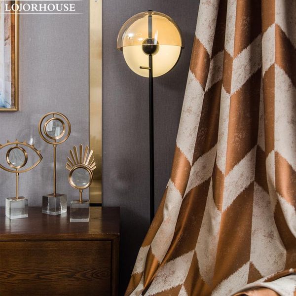 

high-end atmospheric luxury post-modern european style light luxury curtains orange geometric living room curtains