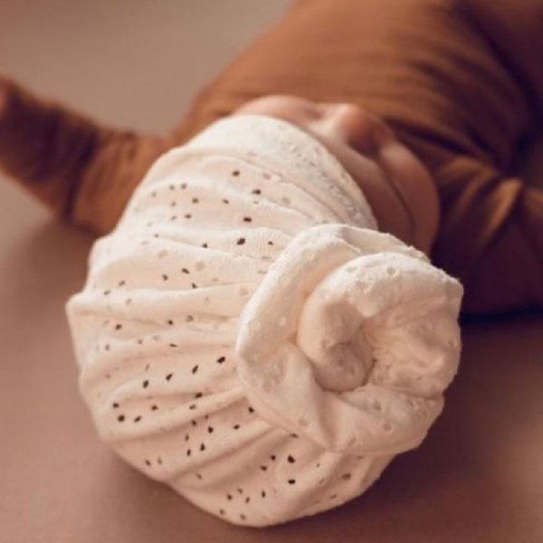 

caps & hats big flower hollow baby hat turban summer mesh breathable solid color girls infant toddler cap beanies, Yellow