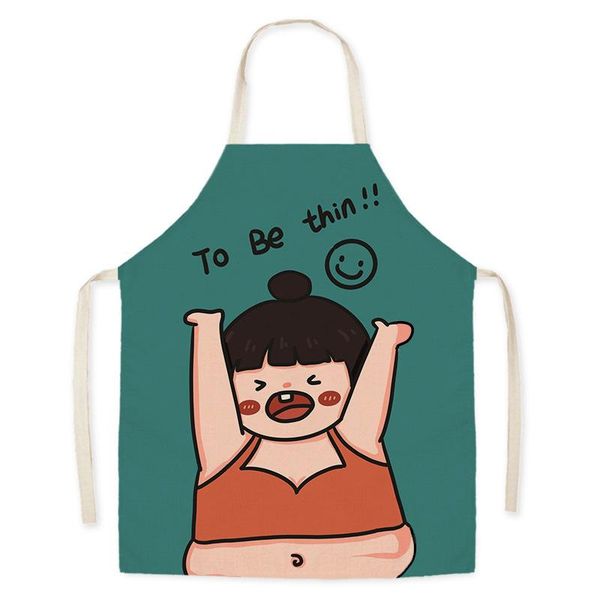 

aprons cute cartoon girl pattern chef antifouling linen sleeveless apron overalls home kitchen cooking baking waist cleaning