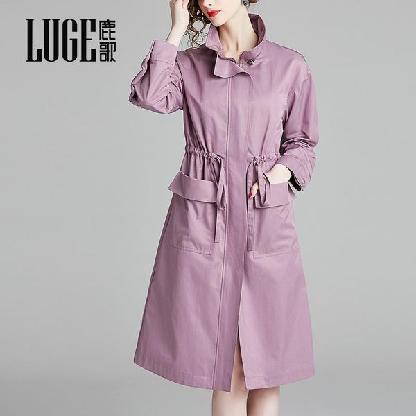 

women's trench coats 2021 autumn foreign style coat purple age reduction waist shows thin and elegant temperament windbreaker women&#39, Tan;black